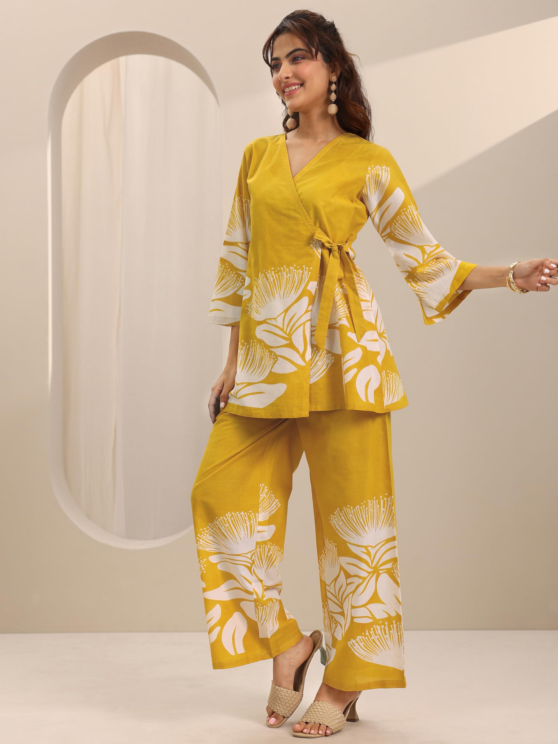 Libas WomenS Cotton Co-Ords (400633H_Yellow