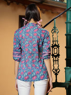 Stylum Womens Floral Printed Cotton Top