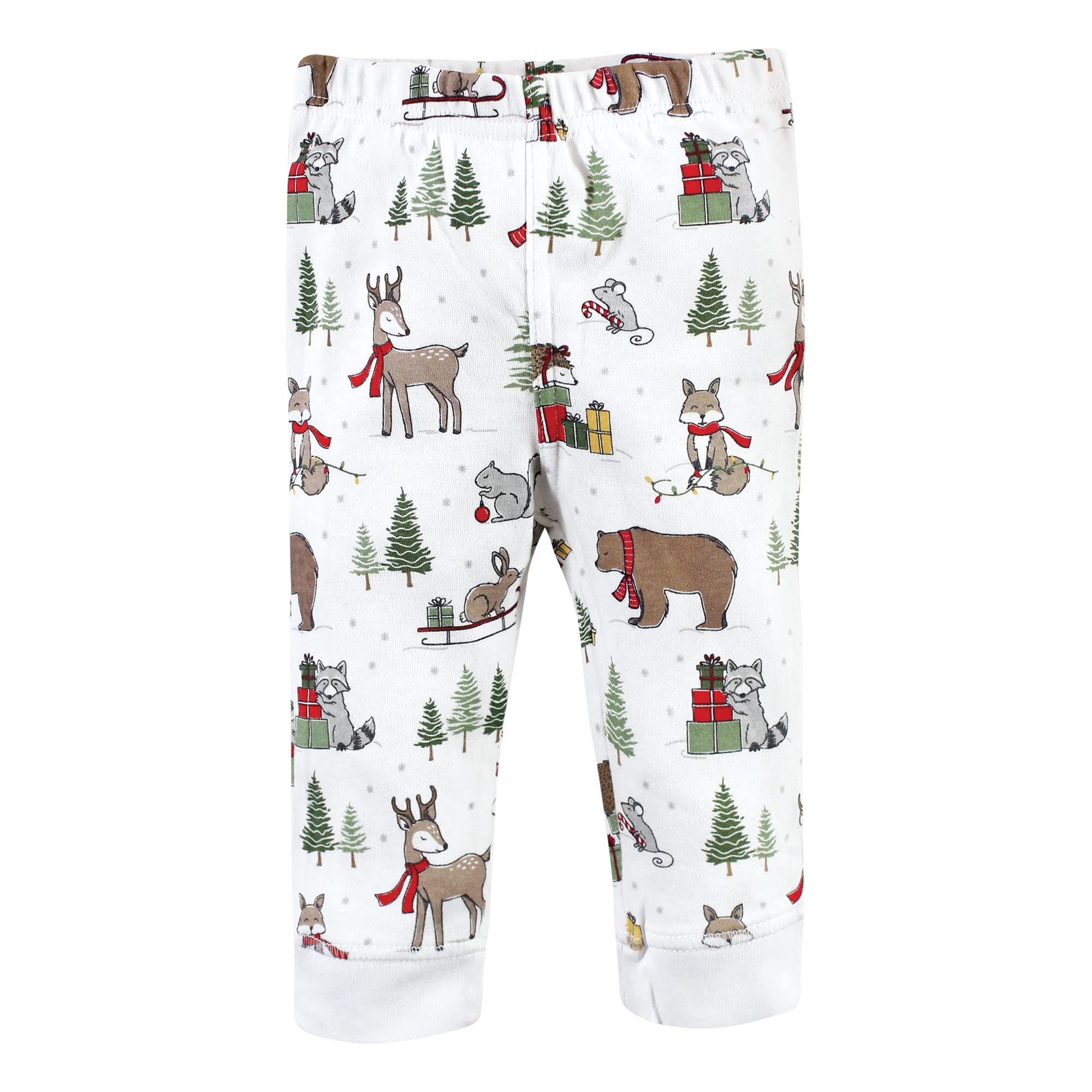 Hudson Baby Unisex Baby Cotton Pants and Leggings, Christmas Forest, 4 Toddler