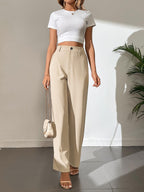 Toochki Trouser for Women | High Waist Trousers for Womens | Summer Track Pant | Casual Spandex Pants Beige