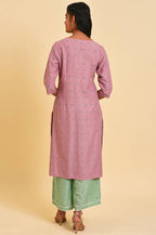 W For Woman Light Purple Printed Kurta With Embroidery