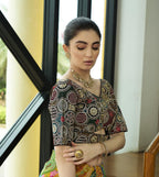 Pujia Mills WomenS Blouse Readymade Embroidery Multicoding Gold Thread And Multicolor Dhaga Work Handwork Readymade Saree Blous