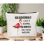 Grandma Gift, Mother's Day Gift for Grandma Mom, Flamingo Gift for Flamingo Lovers, Zipper Makeup Bag, Grammingo Like A Normal G