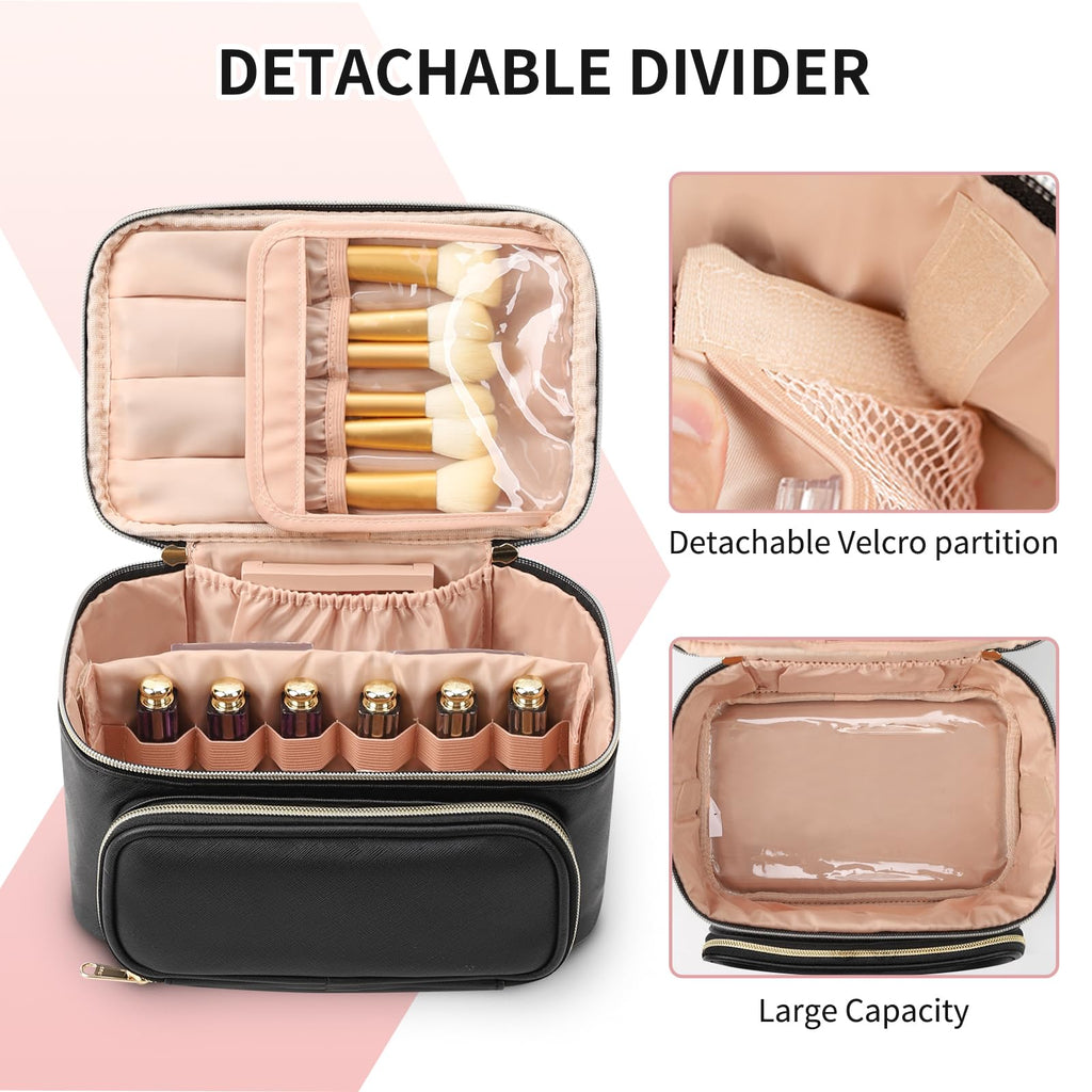 OCHEAL Makeup Bag, Multifunctional Make Up Bags with Zipper Pouch Large Compact Makeup Bag Organizer for Women Girls Cosmetics T