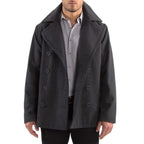 Alpine Swiss Mason Mens Wool Blend Classic Pea Coat Gray Medium