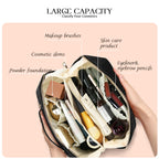 AURUZA Spacious Travel-Ready Makeup bag-Deluxe Cosmetic Bag Organizer with Adjustable Divider-Carry Handle-and Flat Lay Design-I