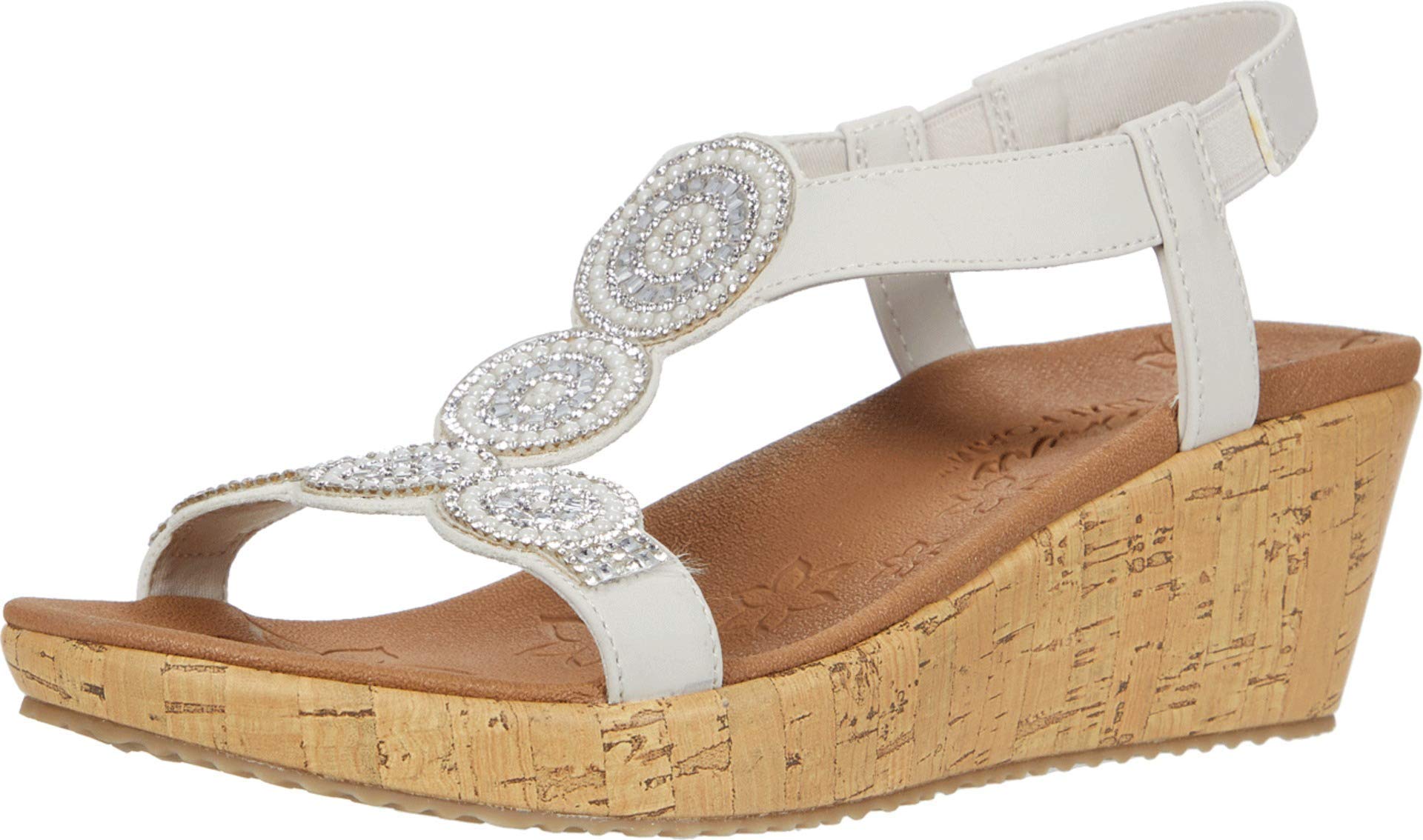 Skechers womens Beverlee - Date Glam Sandal , Off White , 7