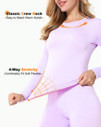 ViCherub Womens Thermal Underwear Set Long Johns Base Layer Fleece Lined Cold Weather Soft Top Bottom Lavender Large