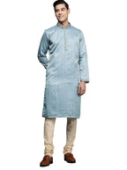 Manyavar Kurta Set for Men, Full Sleeves Mandarin Collar Ethnic Kurta Set for Diwali, Wedding, Party Satin (Maroon, XL)