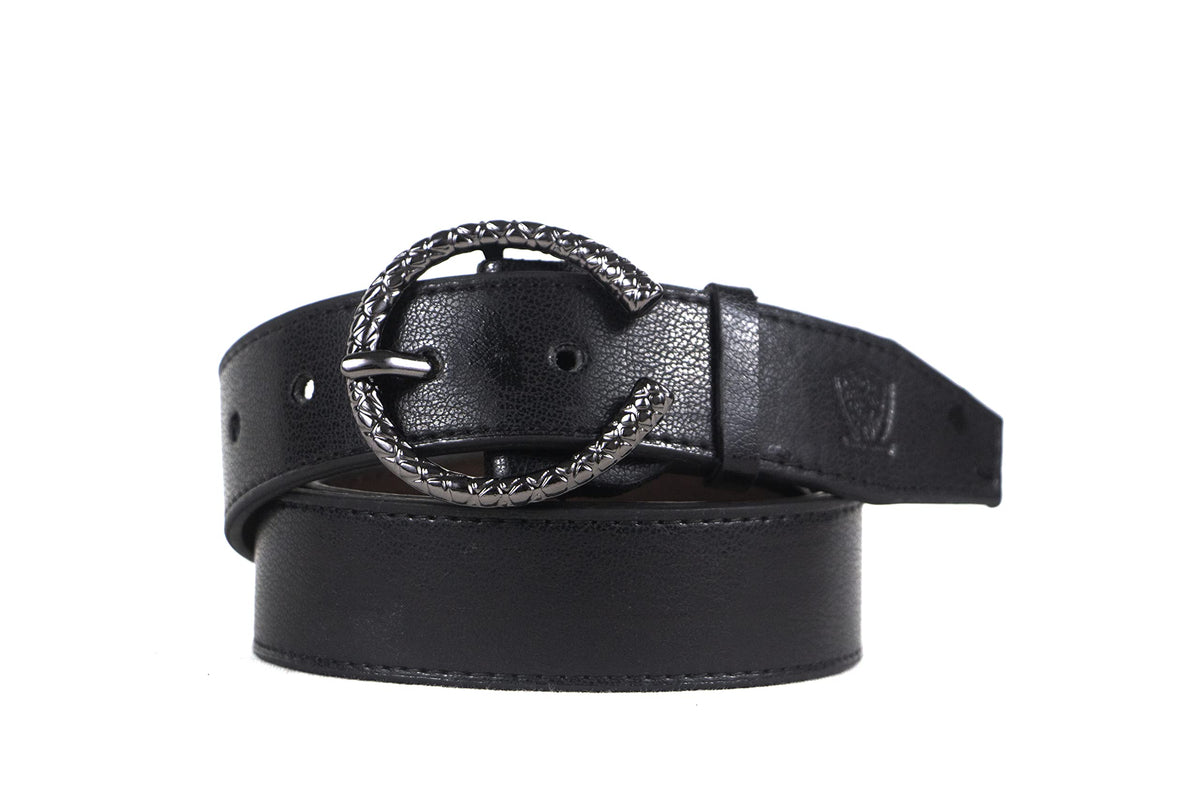 Urbanity WomenS Horse Shoe Antique Buckle Pu Leather Waist Belt (32, Black) 32