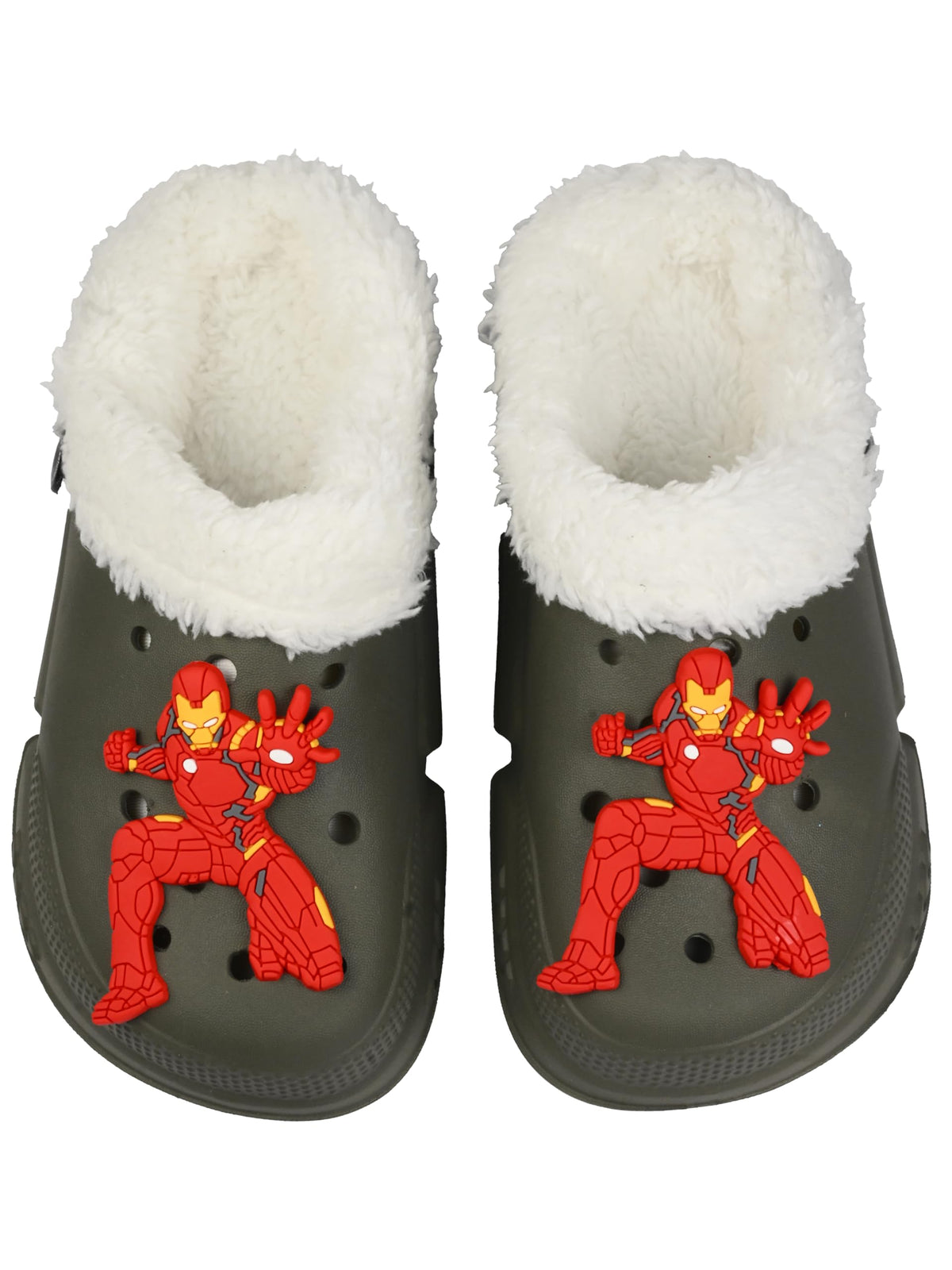 Yellow Bee Marvel Iron Man Fur Lined Winter Clogs For BoyS,Olive Green,8.5C,44.5 Years 8.5