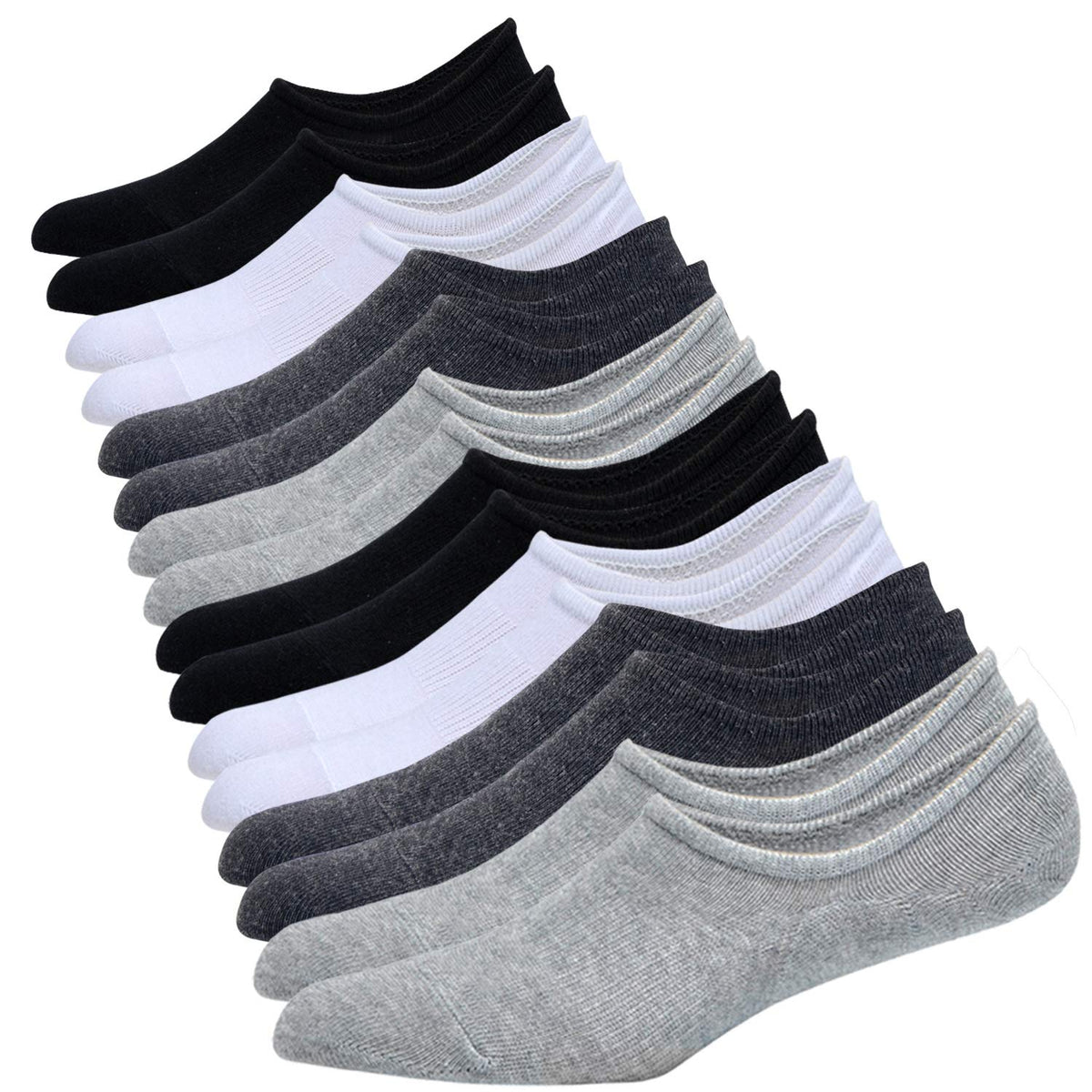 Jormatt 8 Pairs Men No Show Low Cut Socks Non Slip Athletic Sneaker Socks Comfort 100% Cotton Invisible Casual Invisible Socks F 18.59