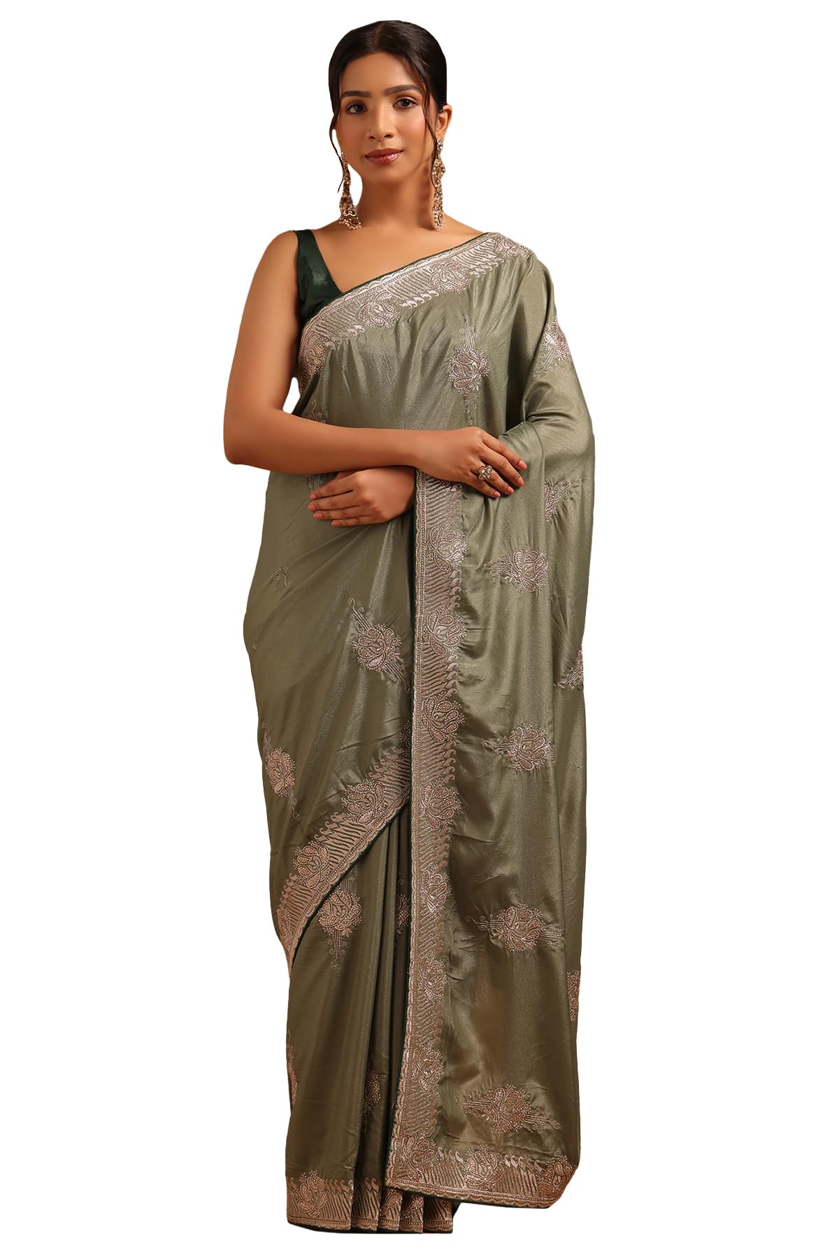 Soch Women Fendy Georgette Ethnic Motif Saree with Zari Embroidery and Work