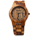BEWELL ZS-W086B Mens Wooden Watch Analog Quartz Movement Date Display Lightweight Wood Wrist Watch (Zebra Wood)