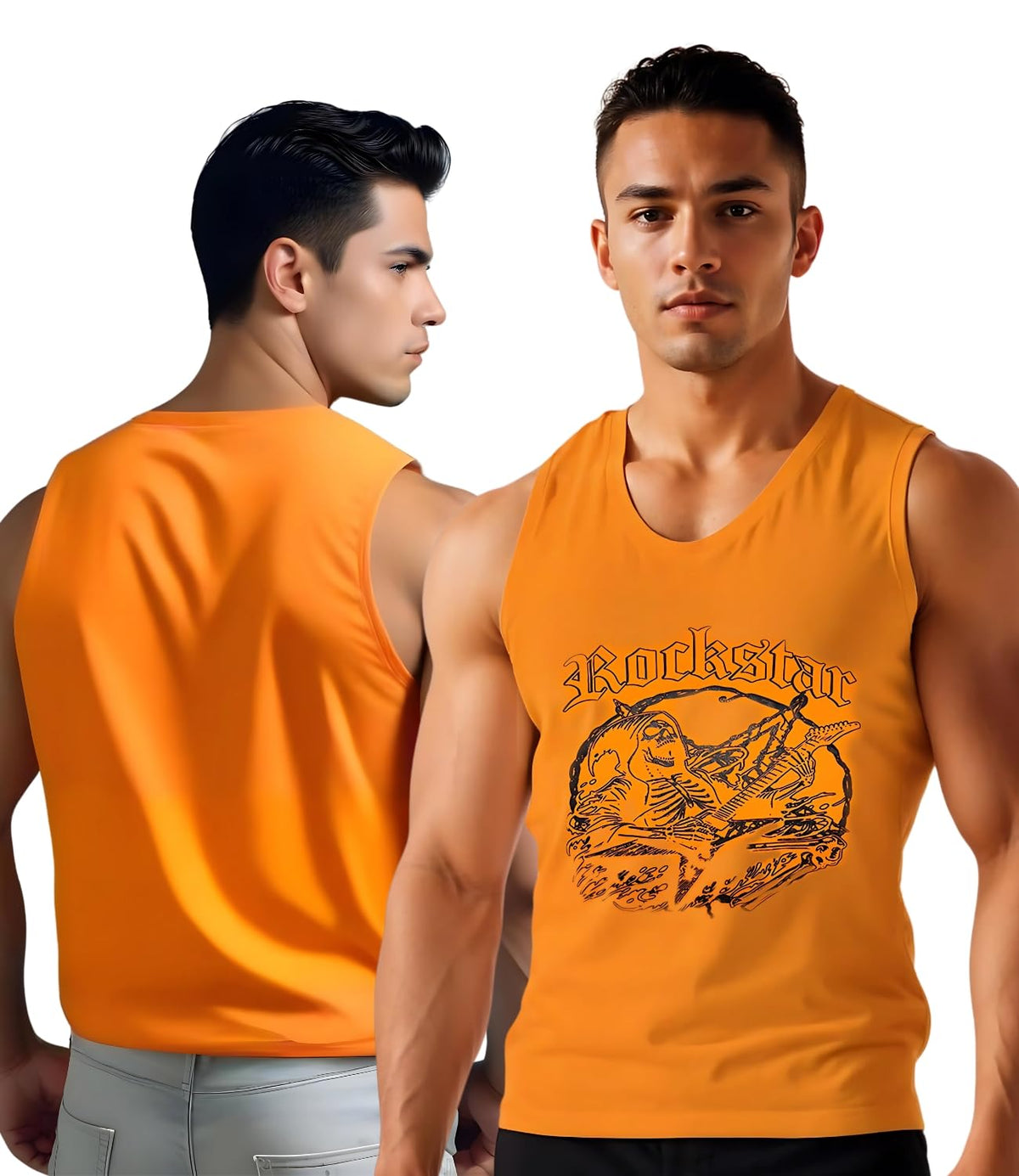 Looks United MenS Round Neck Gym Vest | Men Vest Gym | Men Vest | Polyester Printed Vest Pack Of 1 | Stylish & Comfortable Vest 2