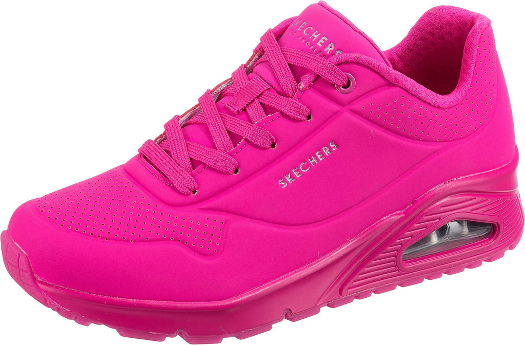 Skechers womens Skecher Street Women's Uno - Night Shades Sneaker, Pink Hot Pink Durabuck Htpk, 7.5 US