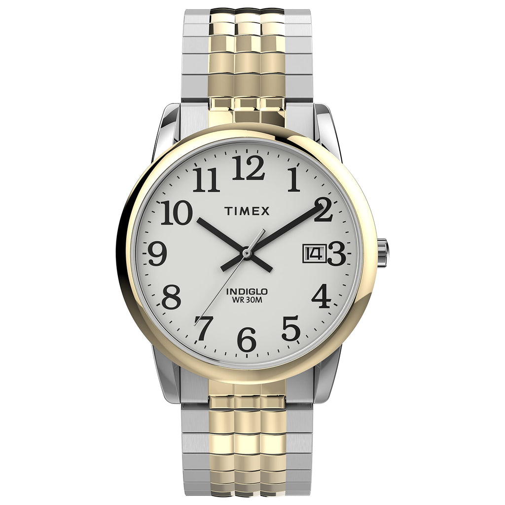 Timex Men's Easy Reader 35mm Perfect Fit Watch - Two-Tone Case White Dial with Two-Tone Expansion Band