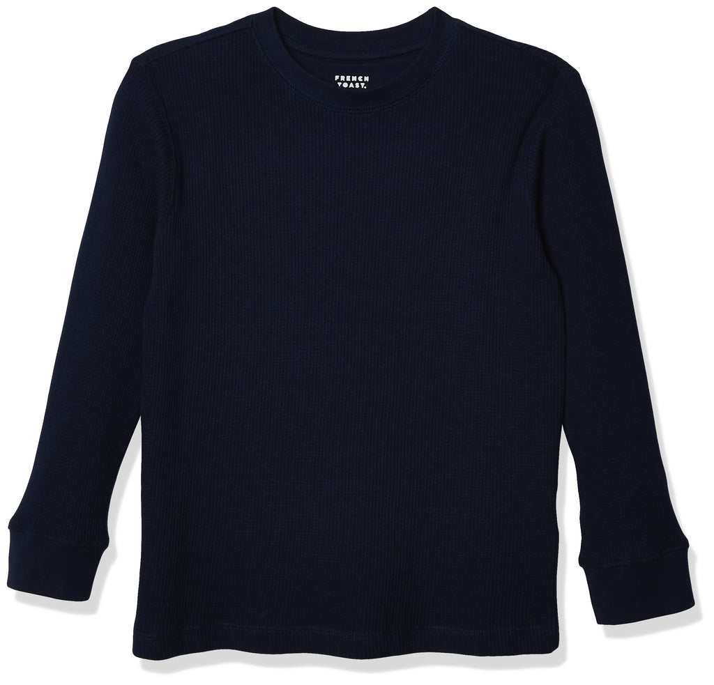 French Toast Boys Long Sleeve Thermal Waffle Tee T-Shirt Navy Blue, Large (10/12)