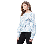 Rare Women Casual SkyBlue Colour V-Neck Solid Regular Top