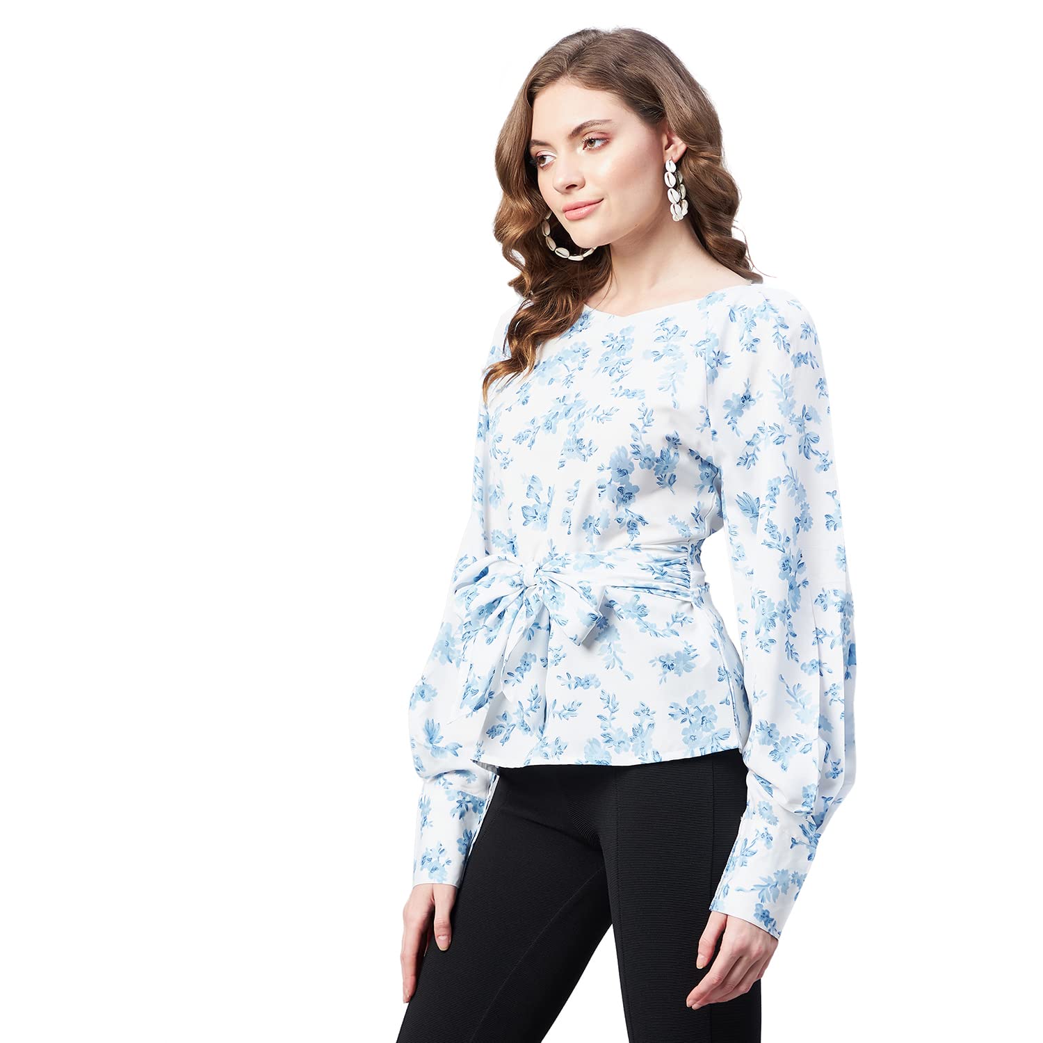 Rare Women Casual SkyBlue Colour V-Neck Solid Regular Top