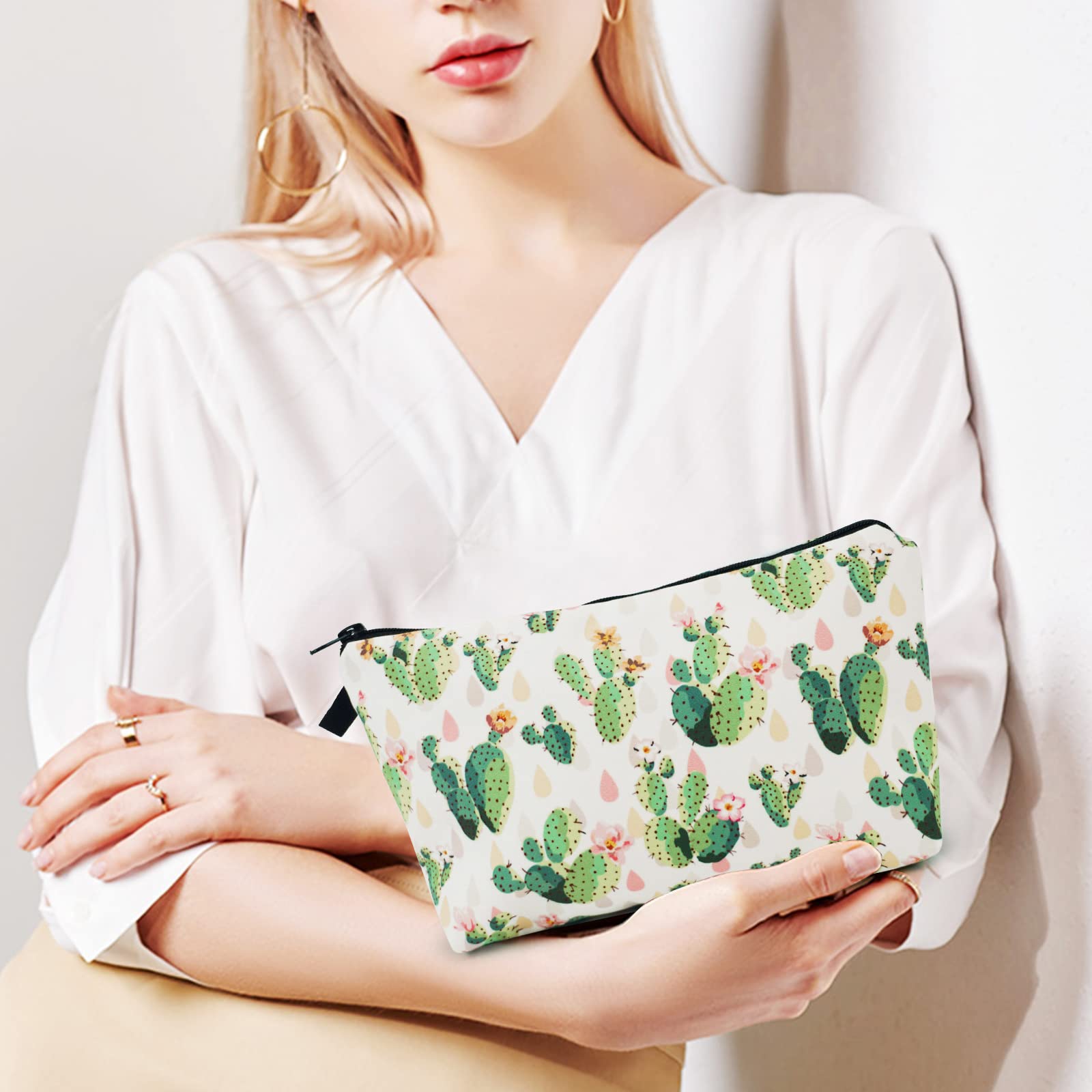 Cosmetic Bags for Women Small Cute Lovely Succulent Cactus Makeup Bag for Purse Travel Toiletry Bag Accessories Organizer Zipper