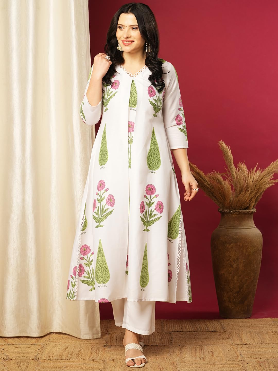 ANNI DESIGNER Women s Kurta with Trousers, white, 2XL