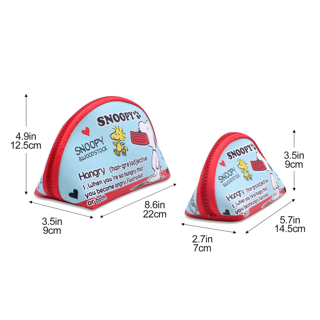 FINEX 2 pcs Set Snoopy and Woodstock PU Leather ONE Cosmetic Bag Make up Organizer + ONE Coin Purse with Straps