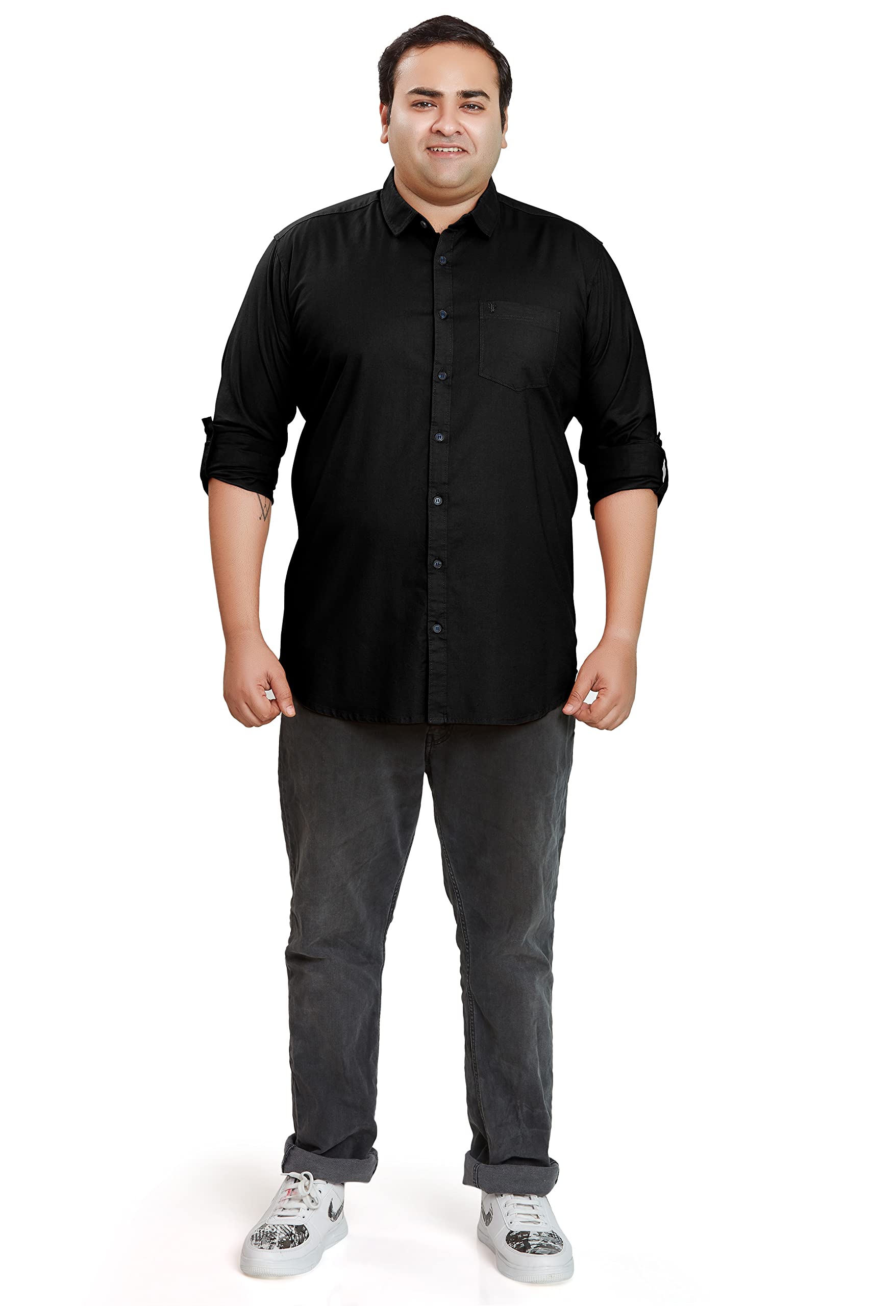 BE ACTIVE Mens Casual 100% Cotton Solid Plus Size Shirt || Plus Size Shirts for Men || Casual Plus Size Shirt || Casual Wear Sh
