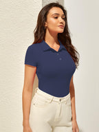 AVANOVA Slim Fit Western for Womens Ruched Solid Tunic Top_Navy Blue