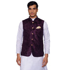Wintage Men'S Embroidered Velvet Party/Festive Indian Jodhpuri Grandad Nehru Modi Jacket Waistcoat : Purple,Xx-Large