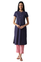 Aurelia Women'S Cotton Geometric Regular Kurta (22Fea12881-703014_Navy_M)
