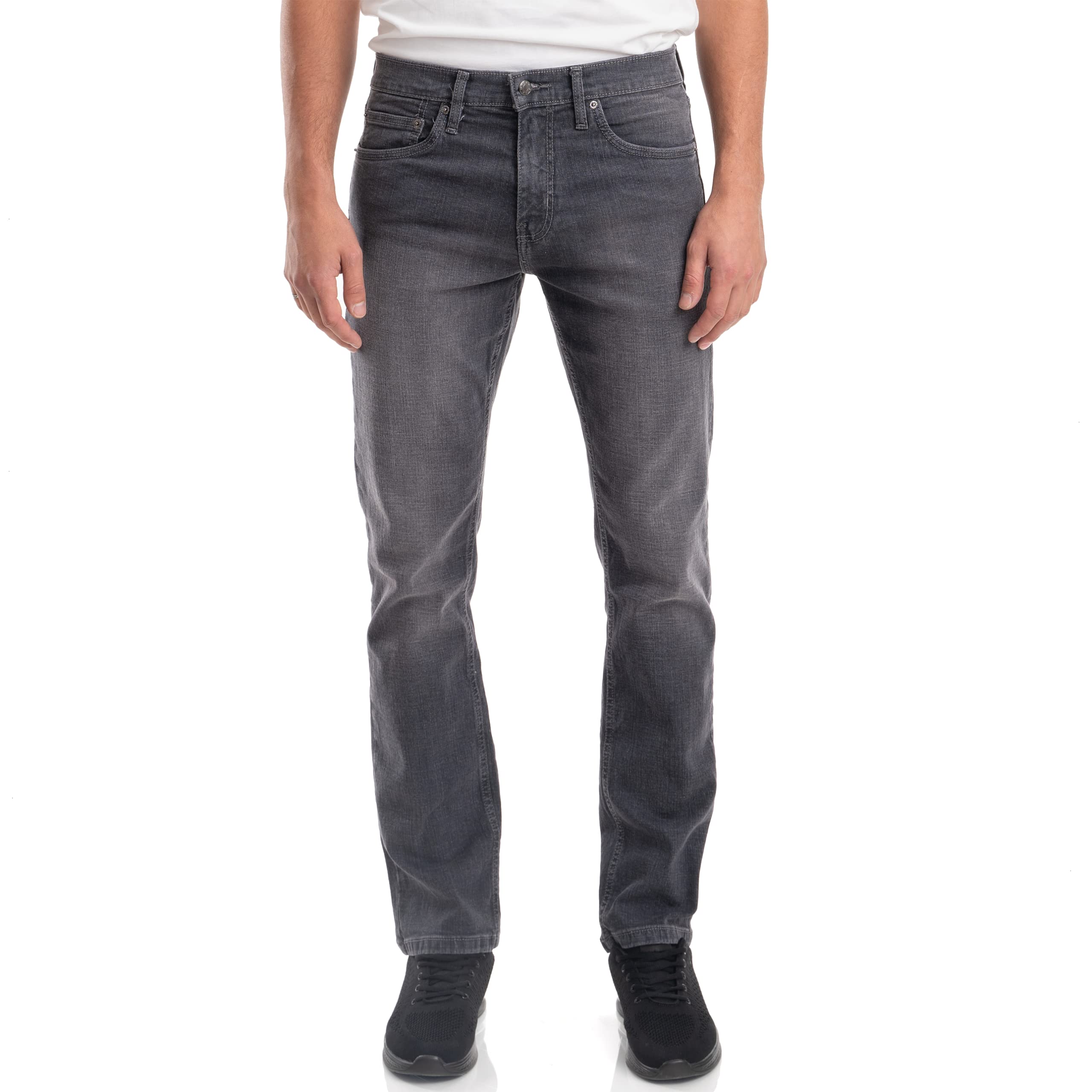 Urban Star Mens Jeans Relaxed Fit - Straight Leg Stretch Jeans for Men - Ultimate Comfort Superflex Pants Grey 38W x 34L