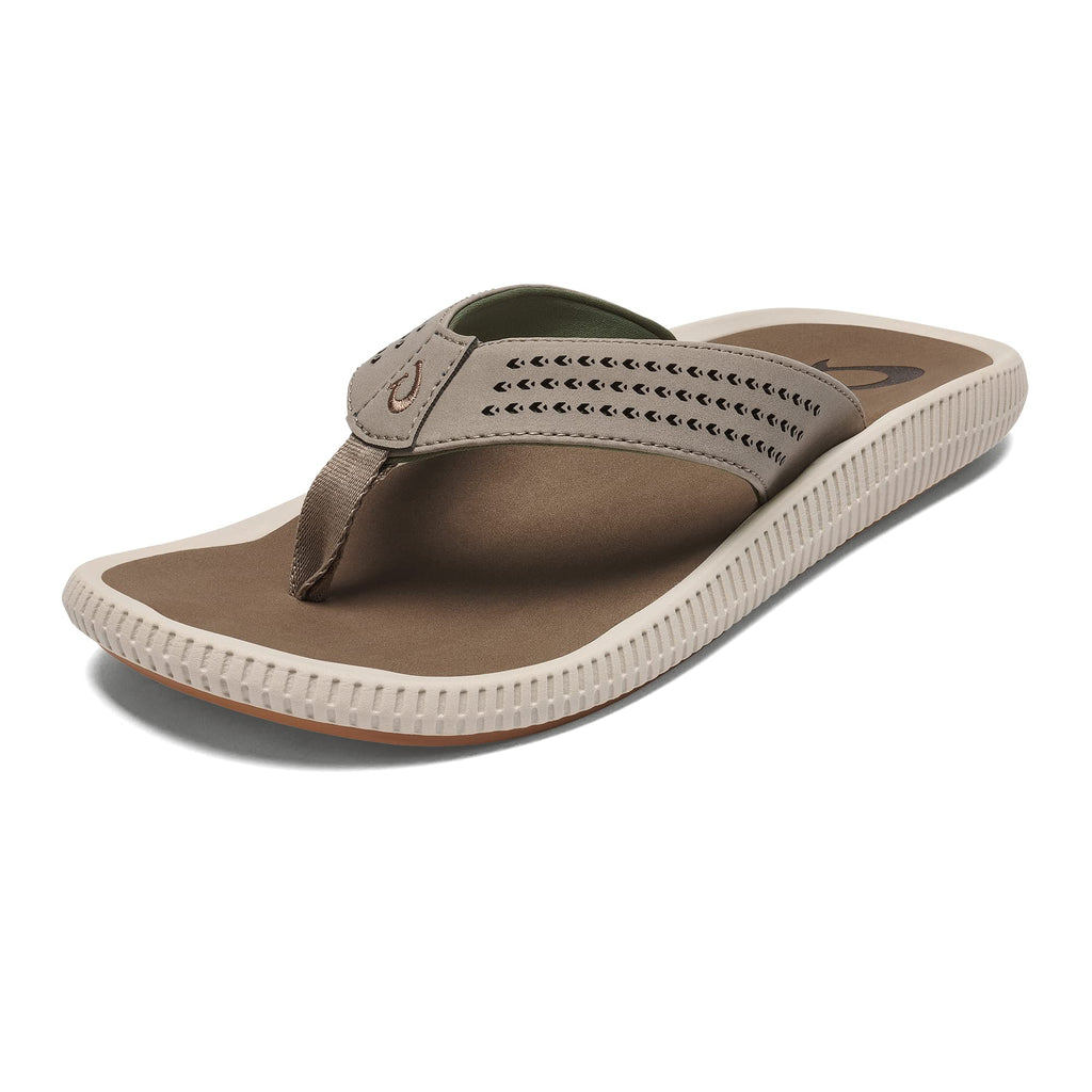 OLUKAI Ulele Men's Beach Sandals, Quick-Dry Flip-Flop Slides, Water Resistant Suede Lining & Wet Grip Soles, Soft Comfort Fit & 