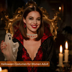 NABROJ Choker Necklace Halloween Jewelry for Women,Gold Chunky Diamond Red Rhinestone Ruby Choker Necklace Wide Necklaces Weedin