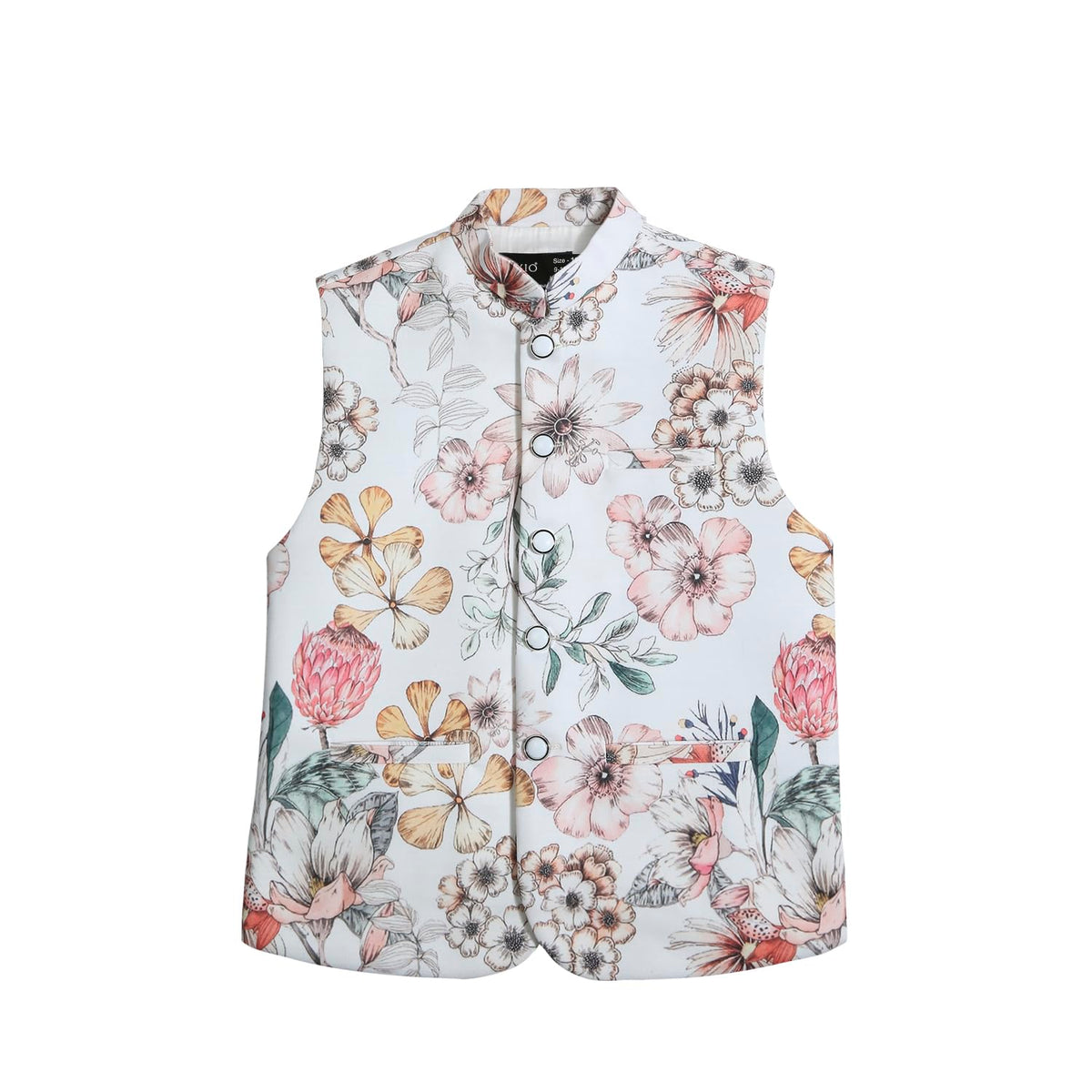 Cavio Boys Traditional Floral Print Nehru Jacket 14-15