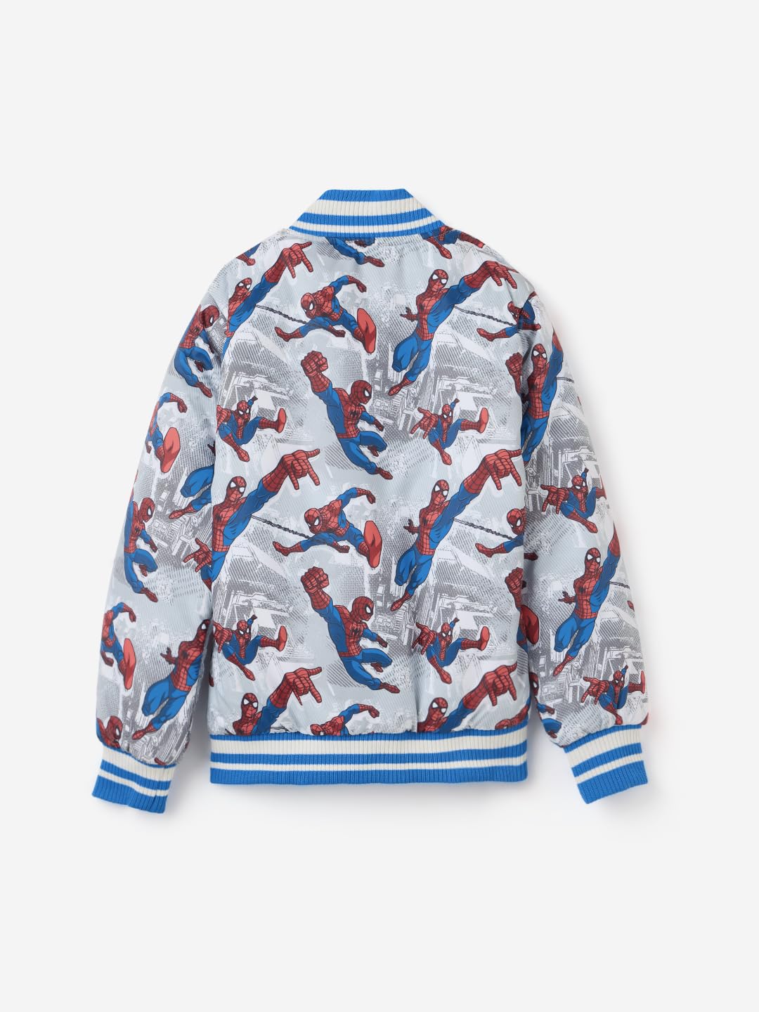The Souled Store Official Spider-Man: Web-Slinger Boys Long Sleeve Hooded Neck Polyester Graphic Printed Reversible Puffer Jacke