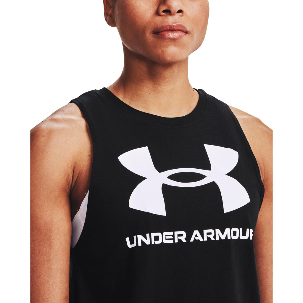 Under Armour Women's Live Sportstyle Graphic Tank, (001) Black / / White, Large