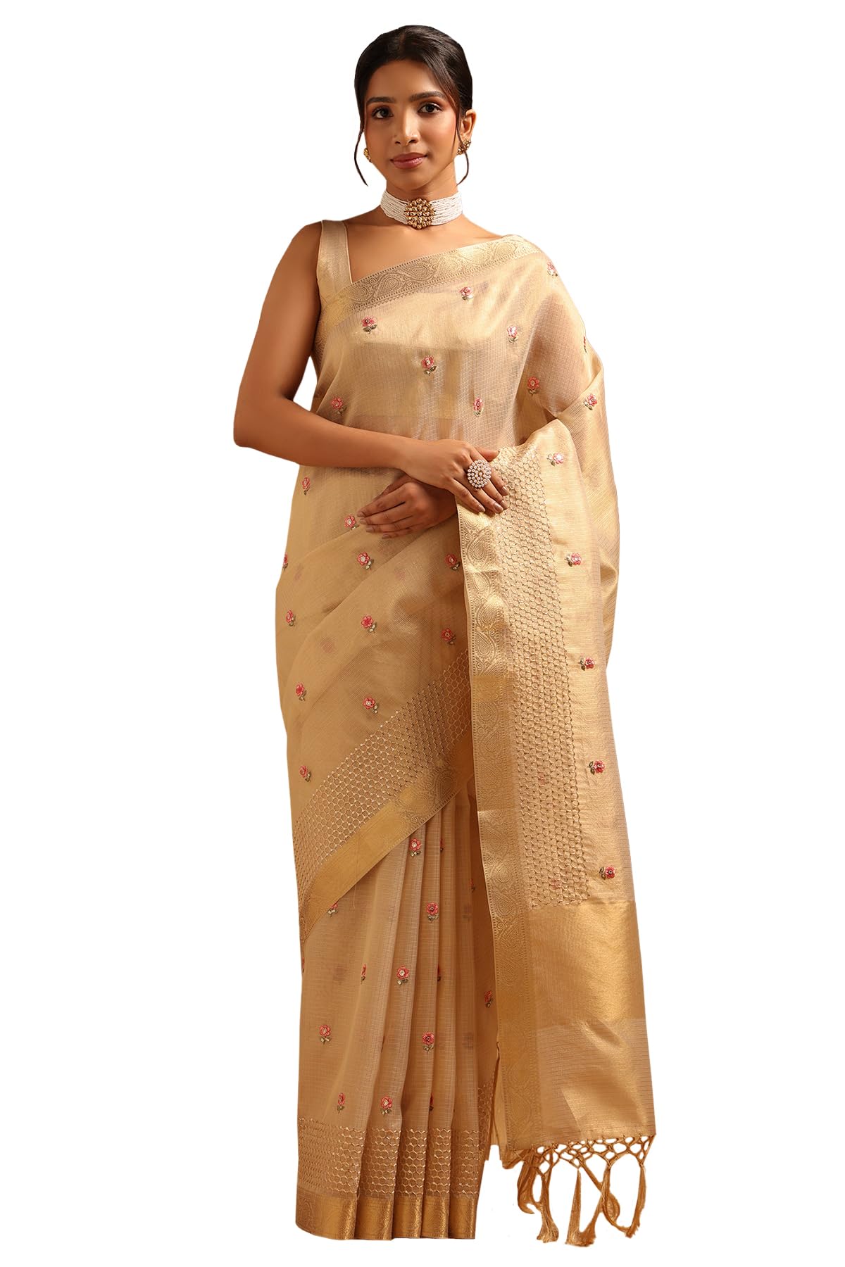 Soch Women Kota Floral Hand Embroidered Saree with Sequins