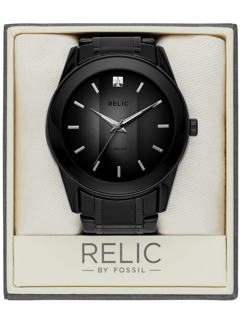 Relic by Fossil Men's Rylan Three-Hand Black Stainless Steel Bracelet Watch (Model: ZR77271)