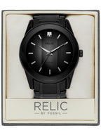 Relic by Fossil Men's Rylan Three-Hand Black Stainless Steel Bracelet Watch (Model: ZR77271)