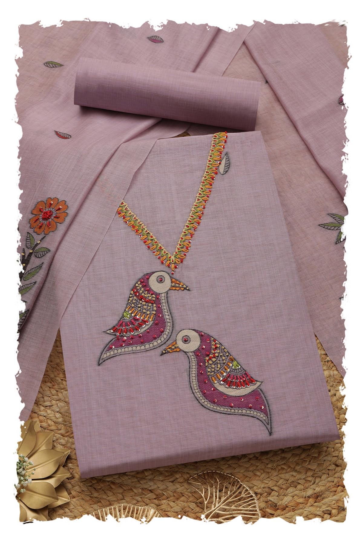 Soch Women Chanderi Woven Design Unstitched Dress Material with Thread Work
