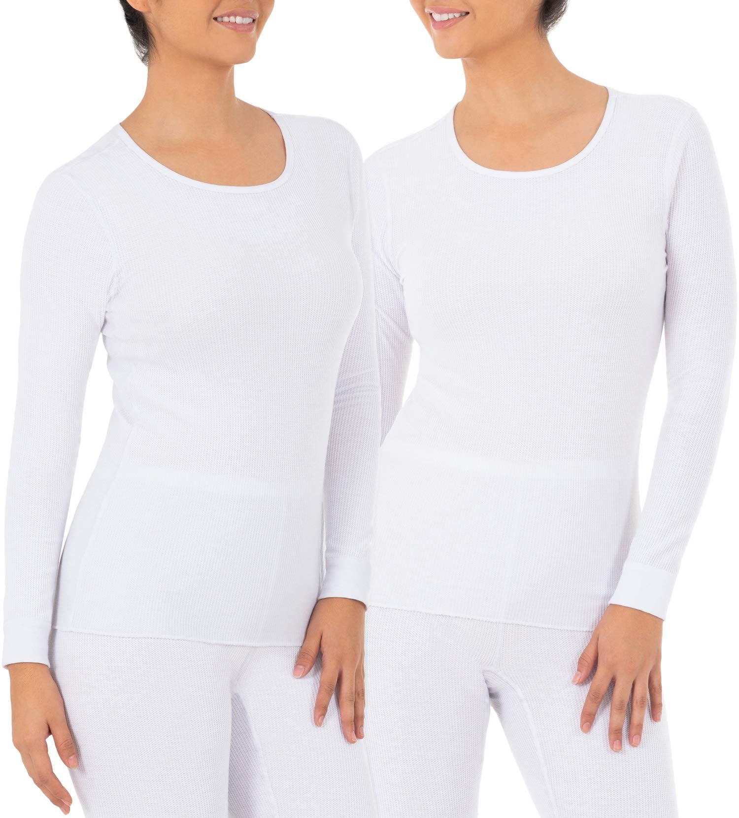 Fruit of the Loom Women's Micro Waffle Premium Thermal Underwear Tee Shirt, White/White, 2X Plus