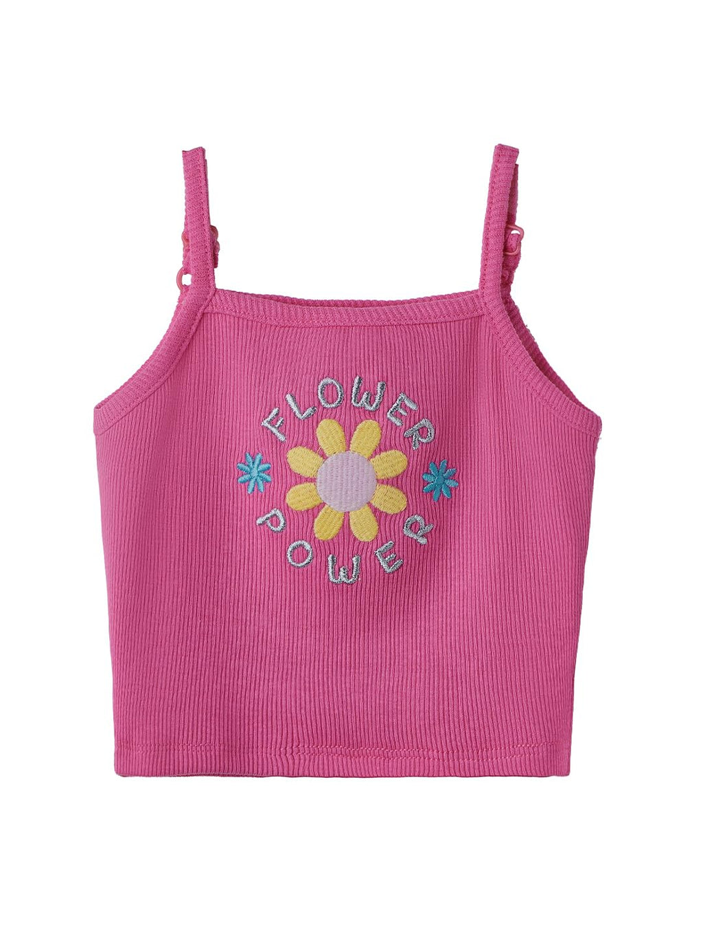The Souled Store Official The Smurfs: Flower Power Girls Sleeveless Pink Cotton Tank Tops