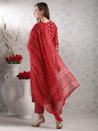 ANNI DESIGNER Womens Rayon Blend Straight Printed Kurta with Pant & Dupatta (MAASA RED-VKS02_L_Red_Large)