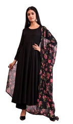 Toochki Ethnic Wear Gown Set For Women | Gown For Women Ethnic Gown With Dupatta| Cotton Ethnic Gown With Dupatta And Pant Set |