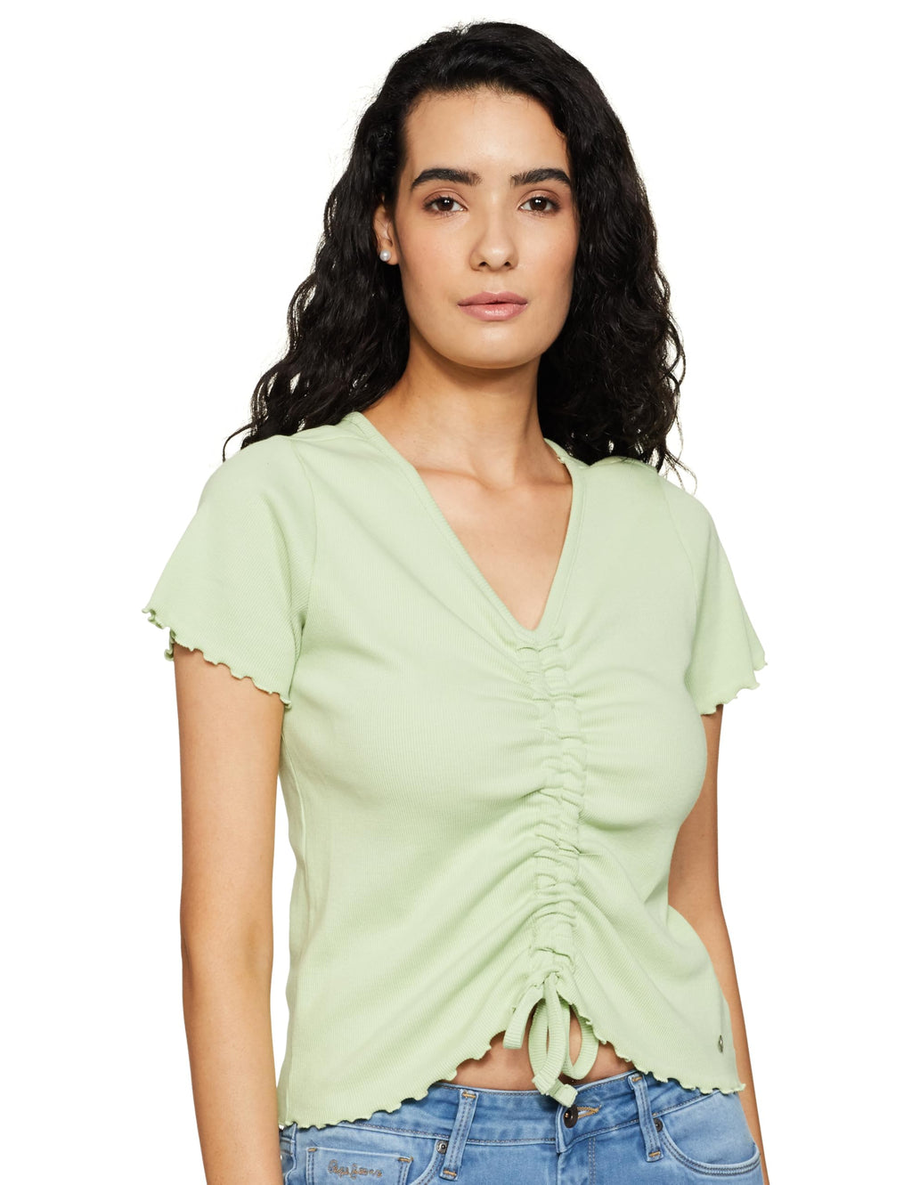 Pepe Jeans Solid Cotton Round Neck WomenS T-Shirt (Green, Xl)