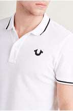 True Religion Men's Crafted with Pride Polo, White with Black Piping, XXL