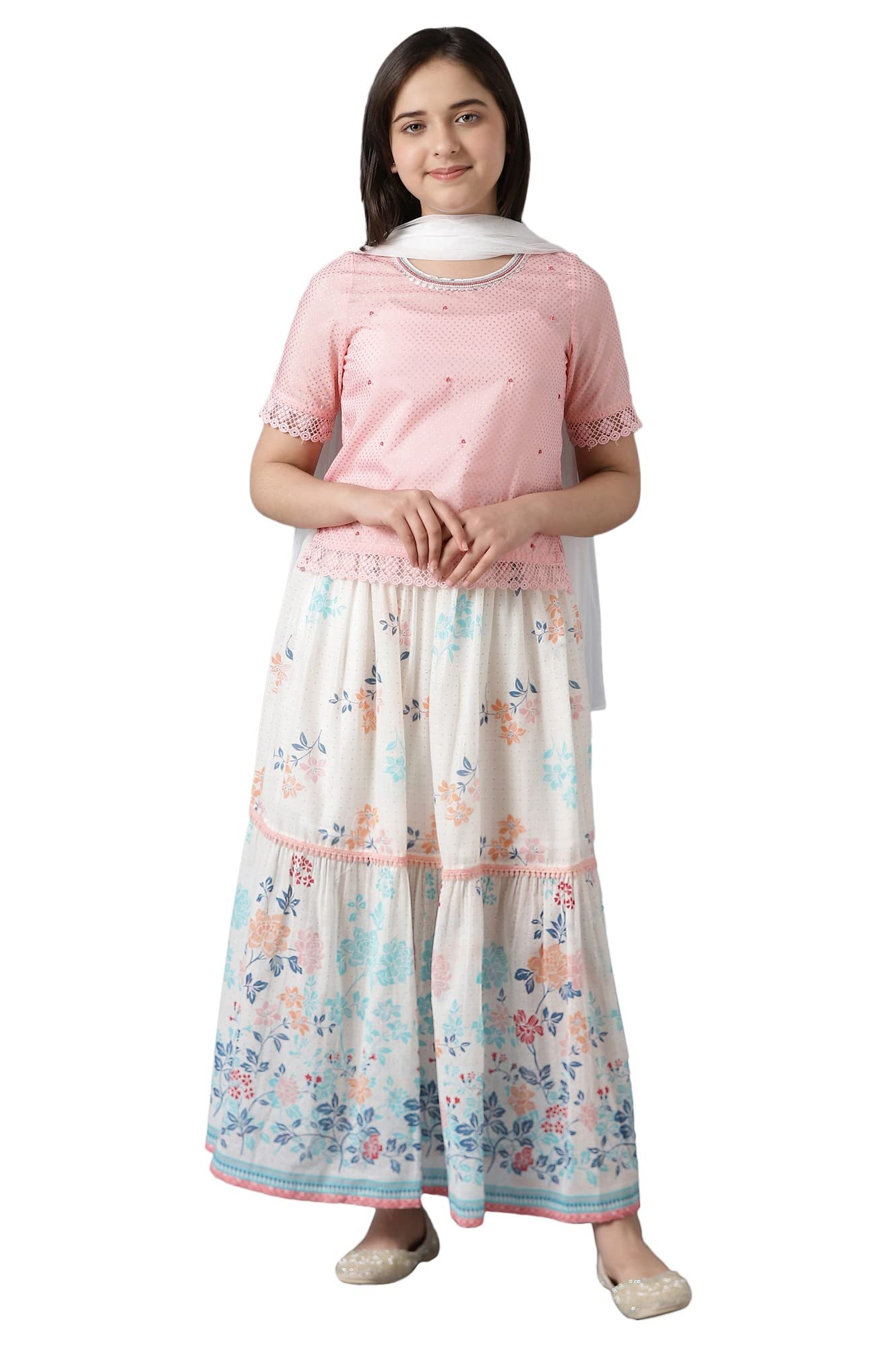 Aurelia Girl'S Polyester Top & Skirt & Dupatta (22Feg10236B