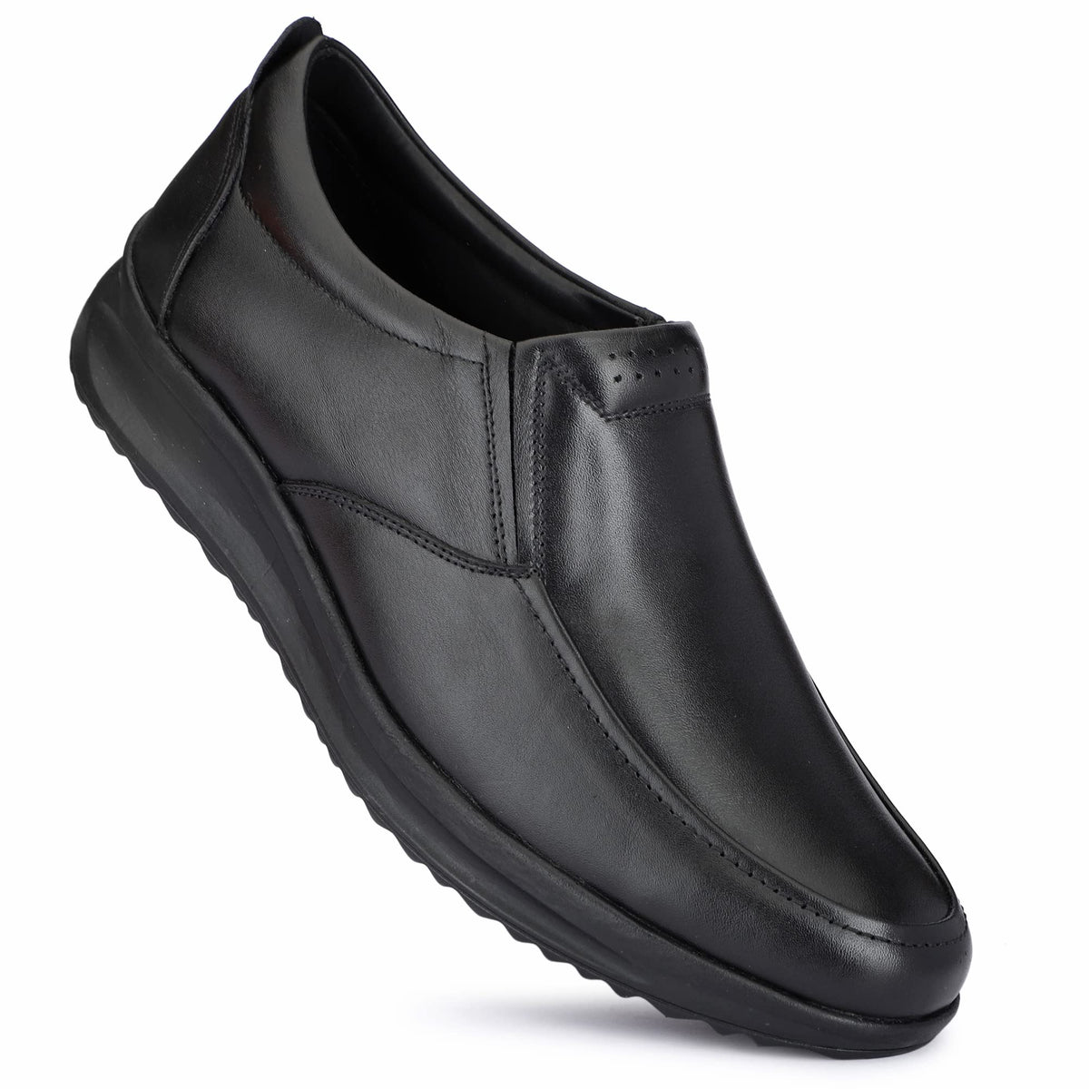Varito Mens Black NDM Leather Slip on Formal Shoe 6 UK 6