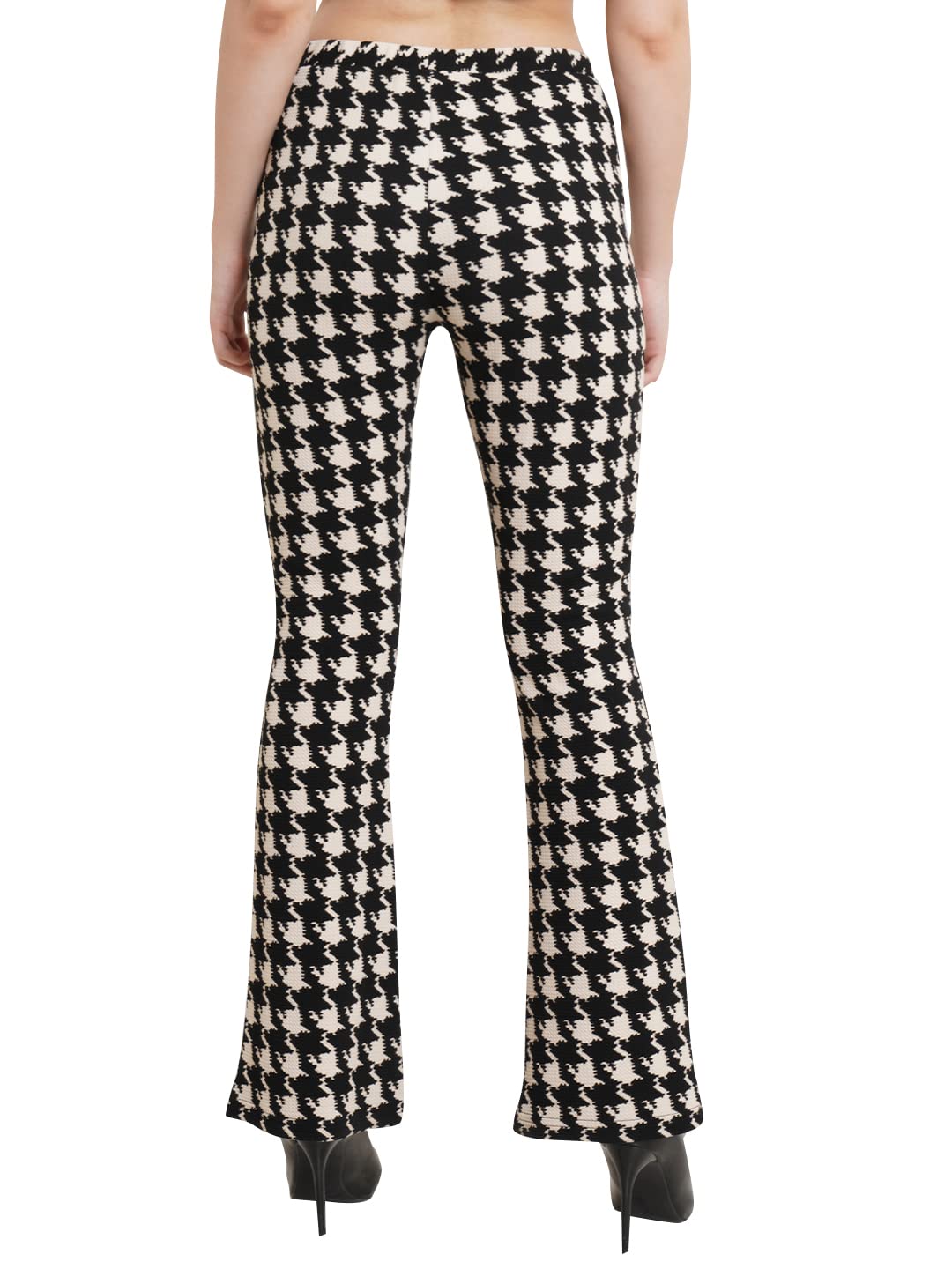POPWINGS Black & White Printed Mid Rise Women Trouser